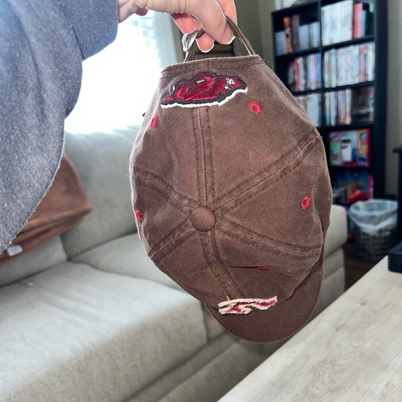 Brown Arkansas Razorback Baseball Cap. Good condition. Adjustable strap - Picture 2 of 4